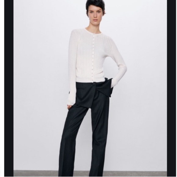 Zara cable textured cardigan bejeweled buttons jacket - Picture 2 of 6